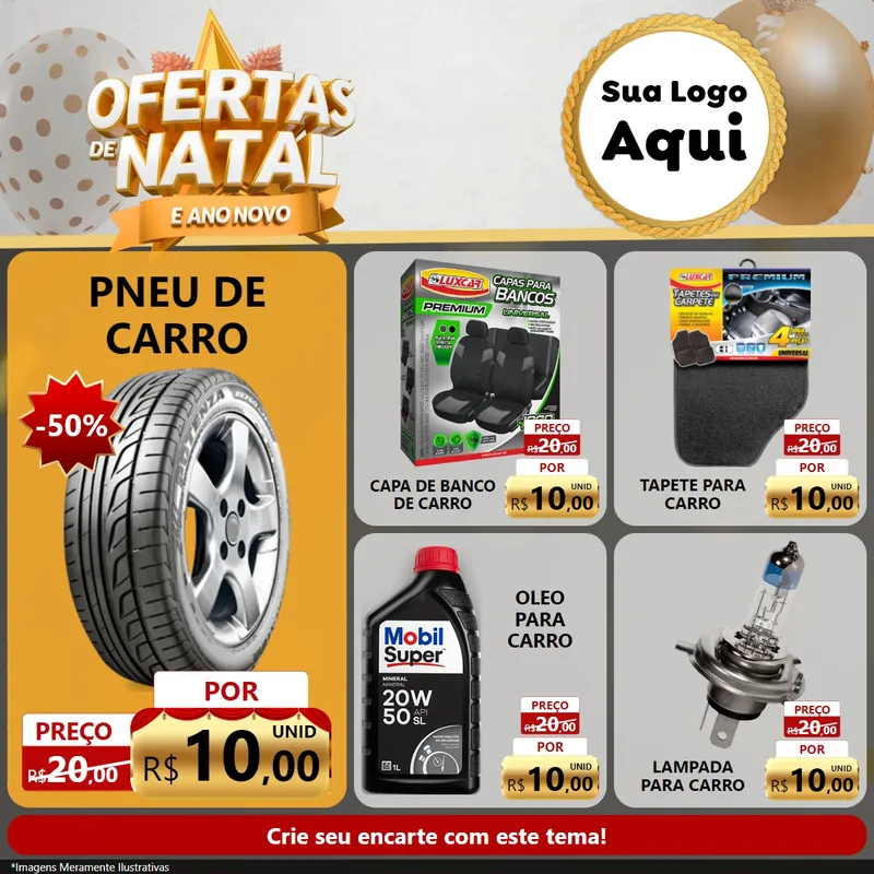 Modelo de Rede Social para Feed Facebook com o tema Ofertas De Natal E Ano Novo para Auto peças