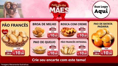 Modelo de TV para TV Horizontal com o tema Feliz Dia Das Mães para Padaria