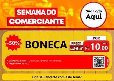 Modelo de Cartaz para Cartaz A4 Horizontal com o tema Semana do Comerciante para Brinquedos