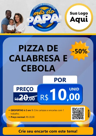 Modelo de Cartaz para Cartaz A4 Vertical com o tema Ofertas Imperdíveis Mês Do Papai para Pizzaria