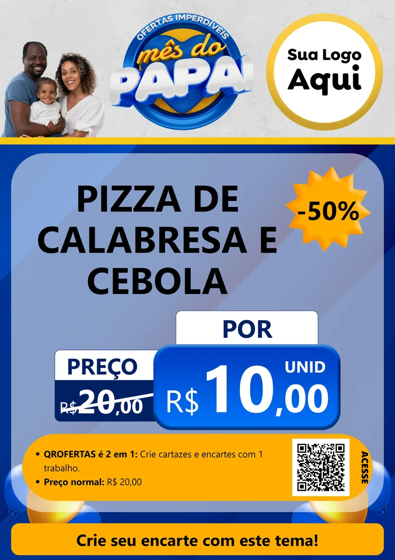 Modelo de Cartaz para Cartaz A4 Vertical com o tema Ofertas Imperdíveis Mês Do Papai para Pizzaria