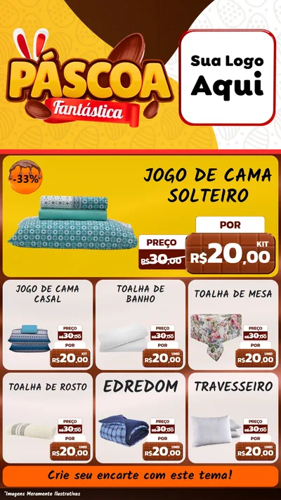 Modelo de Rede Social para Stories com o tema Páscoa Fantástica para Cama, Mesa e Banho