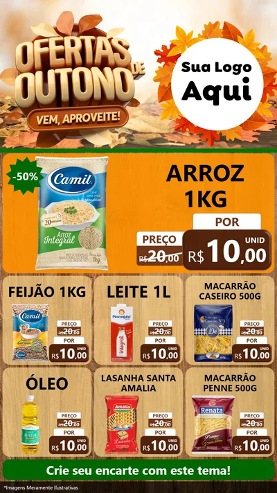 Modelo de Rede Social para Stories com o tema Ofertas de Outono - Vem, Aproveite! para Supermercado