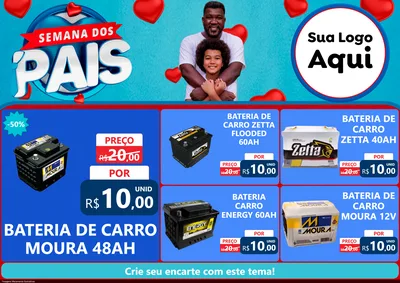 Modelo de Encarte para Encarte A4 Horizontal com o tema Semana Dos Pais para Baterias Elétricas