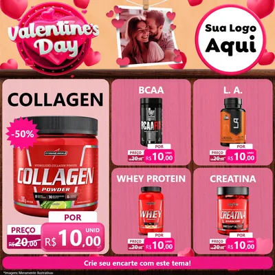 Modelo de Rede Social para Feed Facebook com o tema Valentine's Day para Suplementos alimentares