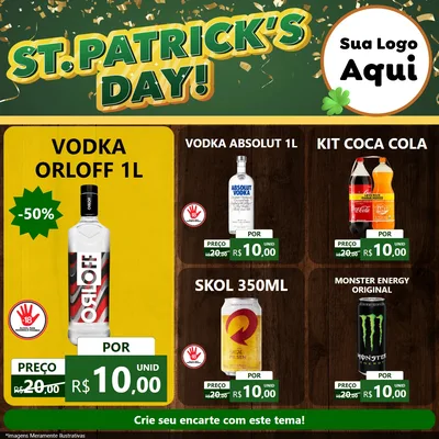 Modelo de Rede Social para Feed Facebook com o tema St Patriks Day para Distribuidora de bebidas