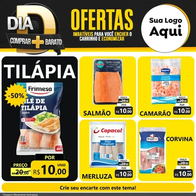Modelo de Rede Social para Feed Facebook com o tema Dia D Mais Economia para Peixaria