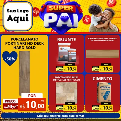 Modelo de Rede Social para Feed Facebook com o tema Super Pai para Pisos e revestimentos