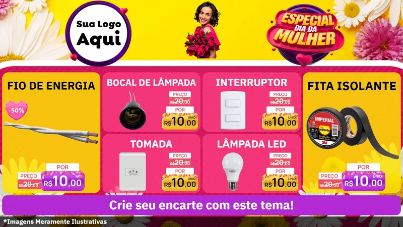 Modelo de TV para TV Horizontal com o tema Especial Dia da Mulher para Materiais Elétricos