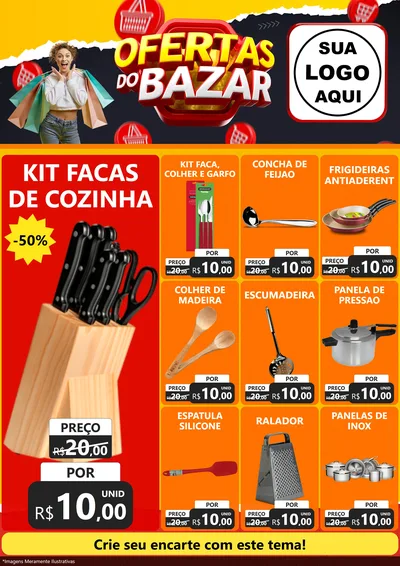 Modelo de Encarte para Encarte A4 Vertical com o tema Ofertas do Bazar para Utilidades Domésticas