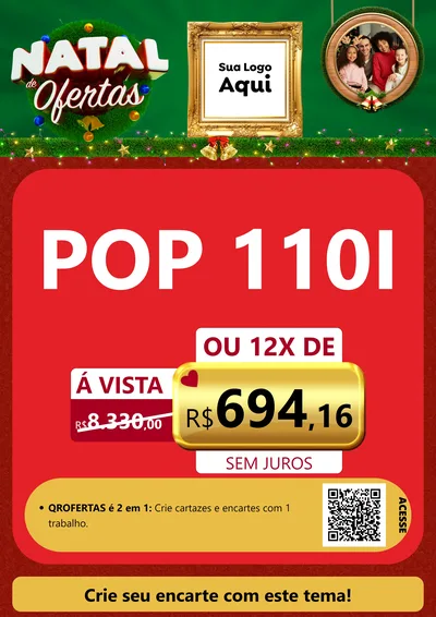 Modelo de Cartaz para Cartaz A4 Vertical com o tema Natal de Ofertas para Concessionaria de Motos