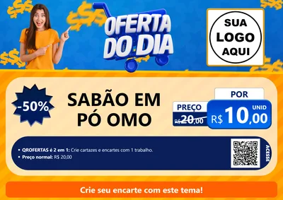 Modelo de Cartaz para Cartaz A4 Horizontal com o tema Oferta do Dia para Produtos de Limpeza
