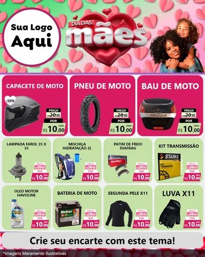 Modelo de Rede Social para Feed Instagram com o tema Dia das Mães para Moto peças