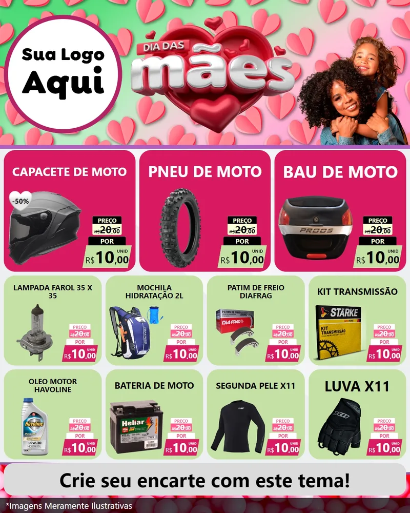 Modelo de Rede Social para Feed Instagram com o tema Dia das Mães para Moto peças
