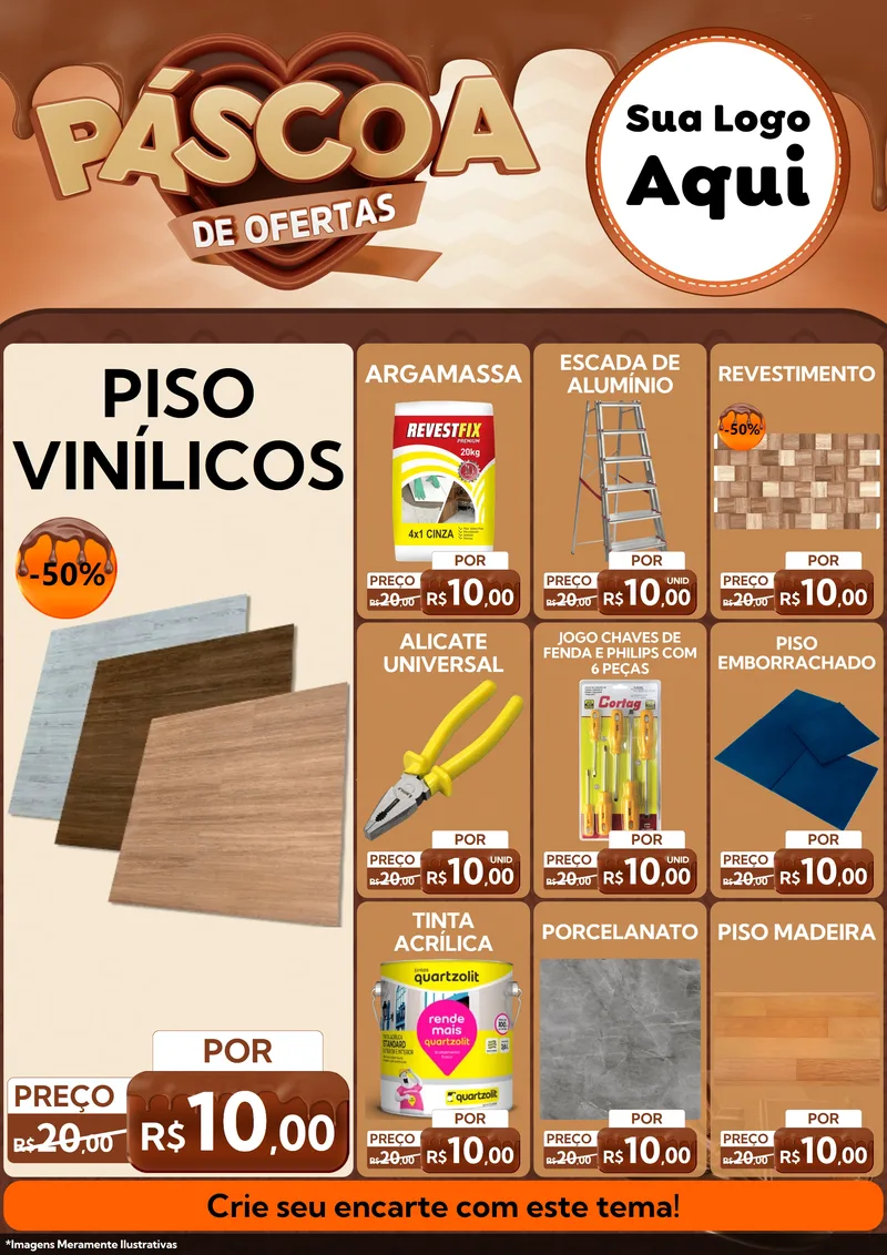 Modelo de Encarte para Encarte A4 Vertical com o tema Páscoa de Ofertas para Material para Construção