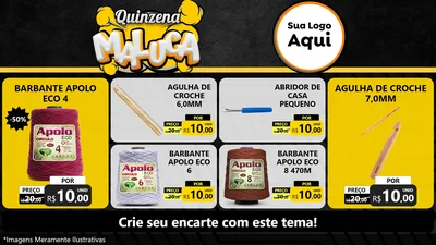 Modelo de TV para TV Horizontal com o tema Quinzena Maluca para Armarinho e Aviamentos