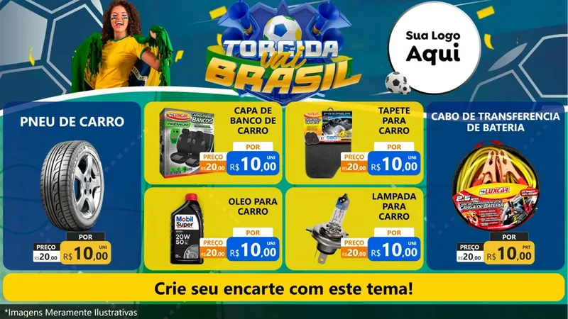 Modelo de TV para TV Horizontal com o tema Torcida Vai Brasil - Copa para Auto peças