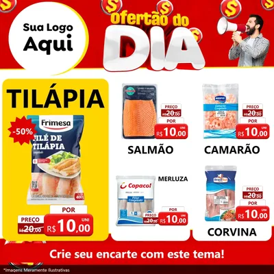 Modelo de Rede Social para Feed Facebook com o tema Ofertão do dia para Peixaria