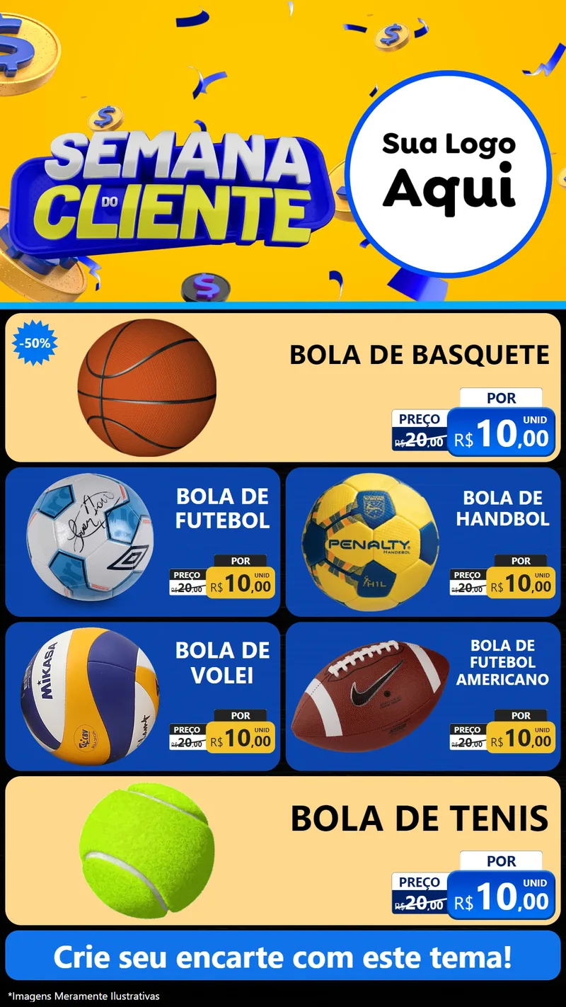 Modelo de TV para TV Vertical com o tema Semana do Cliente para Artigos Esportivos