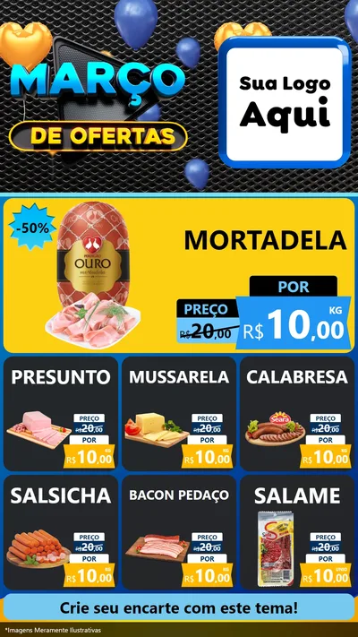 Modelo de Rede Social para Stories com o tema Março de Ofertas para Frios e Laticínios