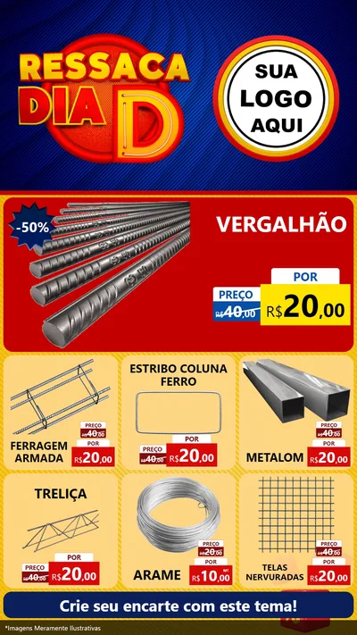 Modelo de Rede Social para Stories com o tema Ressaca Dia D para Ferragens