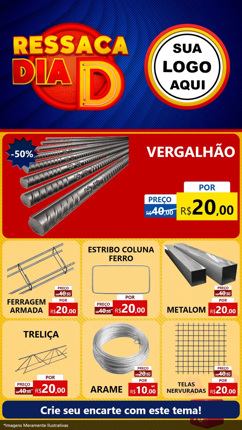 Modelo de Rede Social para Stories com o tema Ressaca Dia D para Ferragens