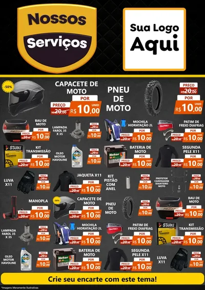 Modelo de Encarte para Encarte A4 Vertical com o tema Nossos Serviços para Moto peças
