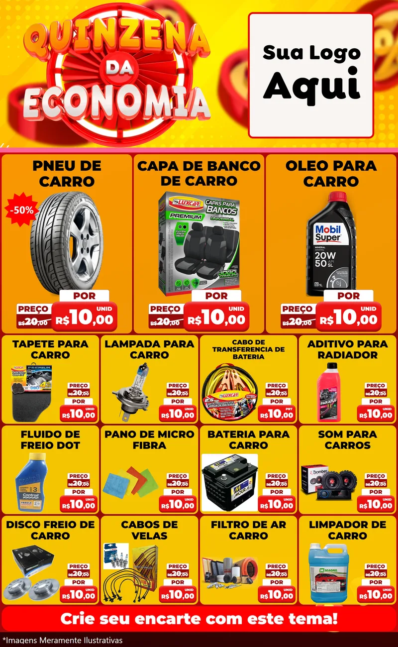 Modelo de Encarte para Encarte Grande com o tema Quinzena Da Economia para Auto peças