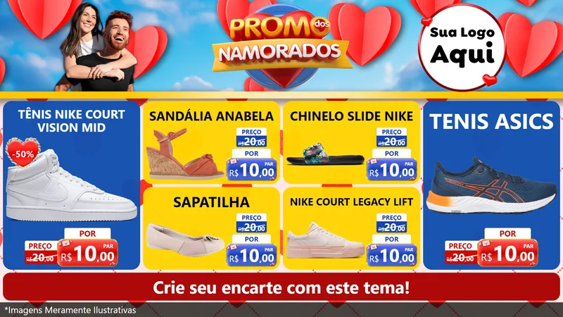 Modelo de TV para TV Horizontal com o tema Promo dos Namorados para Calçados