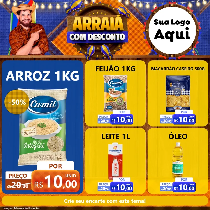 Modelo de Rede Social para Feed Facebook com o tema Arraiá Com Desconto para Supermercado