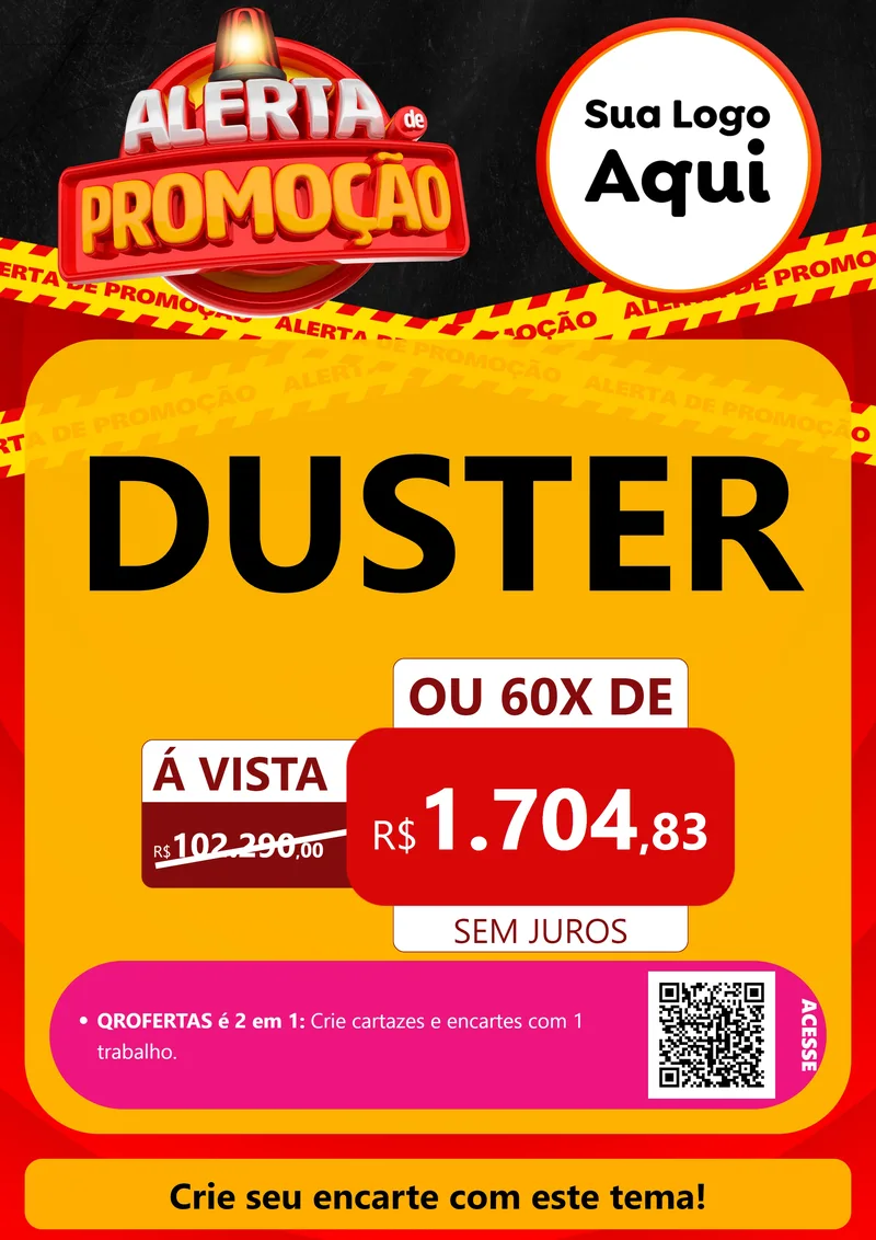 Modelo de Cartaz para Cartaz A4 Vertical com o tema Alerta de Promoção para Concessionaria de Carros
