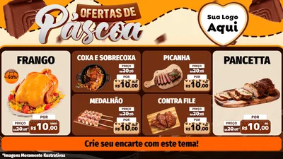 Modelo de TV para TV Horizontal com o tema Ofertas de Páscoa para Assados