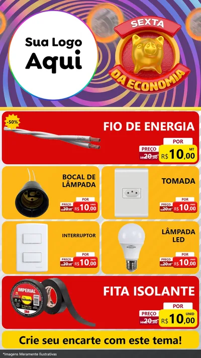 Modelo de TV para TV Vertical com o tema Sexta da Economia para Materiais Elétricos