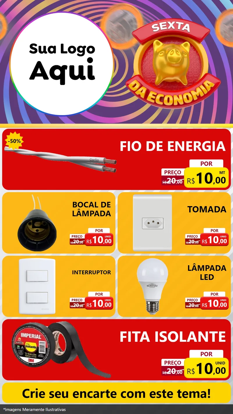Modelo de TV para TV Vertical com o tema Sexta da Economia para Materiais Elétricos