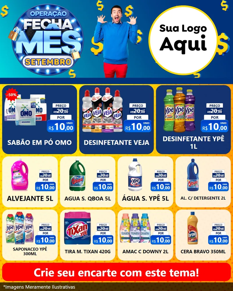 Modelo de Rede Social para Feed Instagram com o tema Operação Fecha Mês Setembro para Produtos de Limpeza