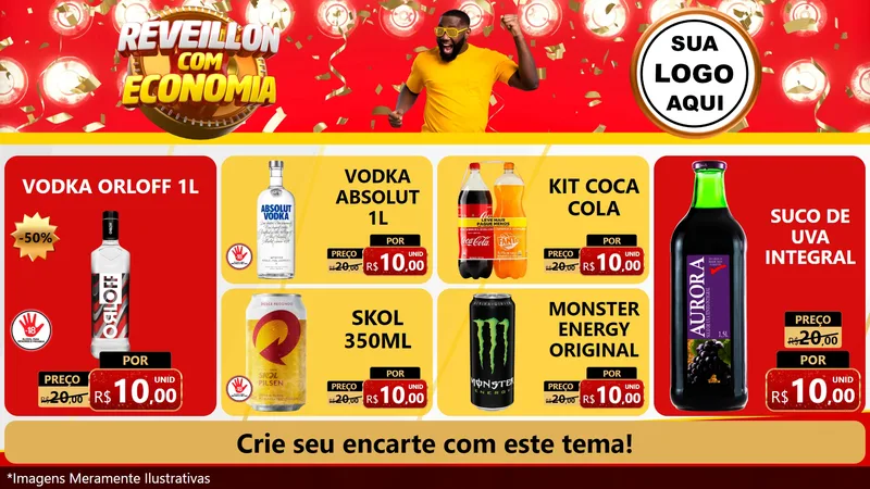 Modelo de TV para TV Horizontal com o tema Réveillon com Economia para Distribuidora de bebidas