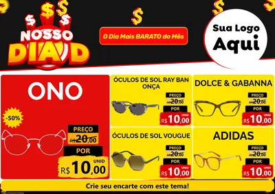 Modelo de Encarte para Encarte A4 Horizontal com o tema Nosso Dia D para Óticas