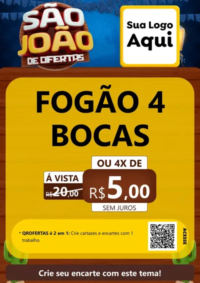 Modelo de Cartaz para Cartaz A4 Vertical com o tema São João Ofertas Imbatíveis! - Junina para Móveis e Eletro