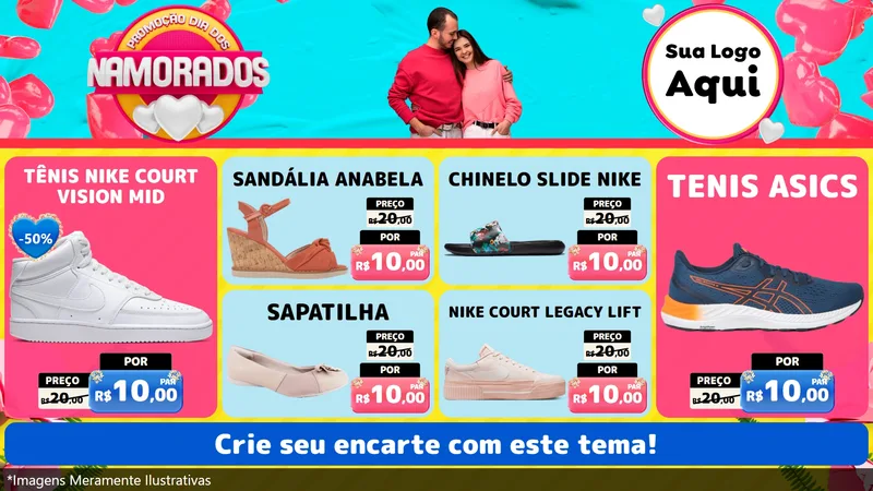 Modelo de TV para TV Horizontal com o tema Promoção Dia dos Namorados para Calçados