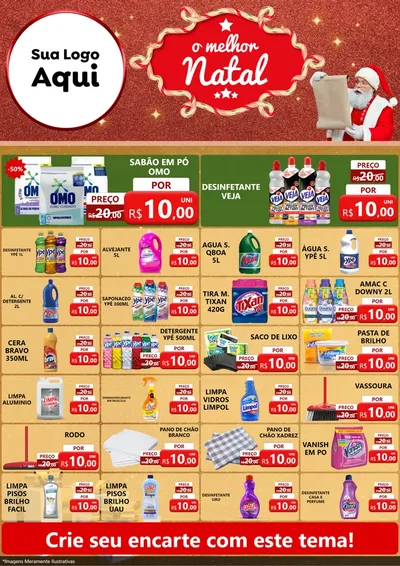 Modelo de Encarte para Encarte A4 Vertical com o tema O Melhor Natal para Produtos de Limpeza