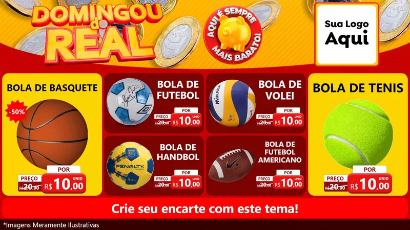 Modelo de TV para TV Horizontal com o tema Domingou do Real para Artigos Esportivos