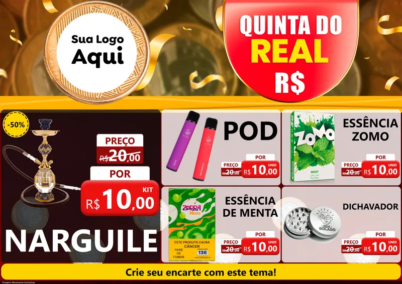 Modelo de Encarte para Encarte A4 Horizontal com o tema Quinta do Real para Tabacaria