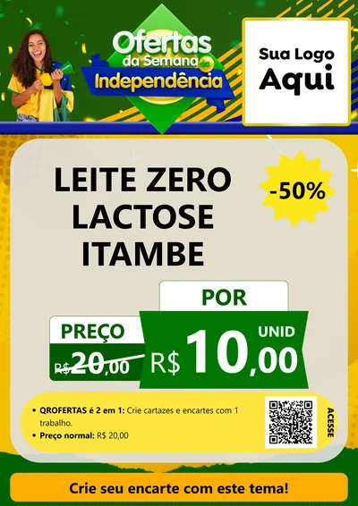 Modelo de Cartaz para Cartaz A4 Vertical com o tema Ofertas da Semana da Independência para Frios e Laticínios