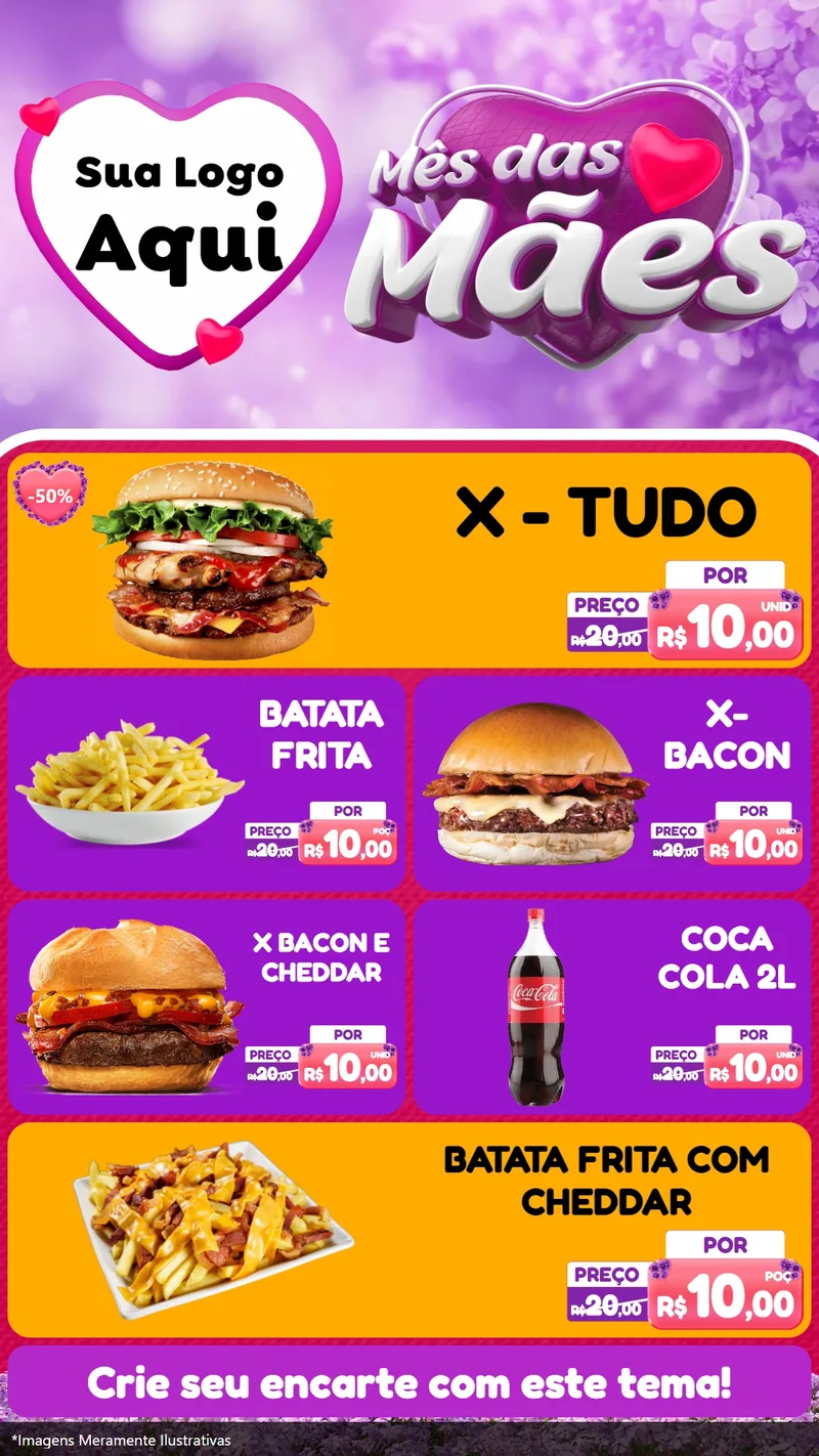 Modelo de TV para TV Vertical com o tema Mês das Mães para Hamburgueria