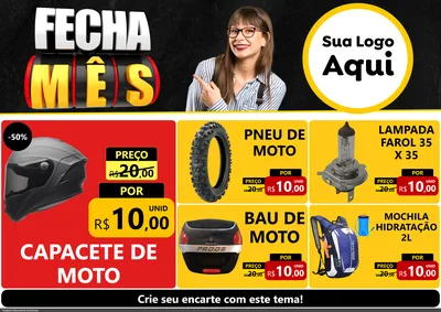 Modelo de Encarte para Encarte A4 Horizontal com o tema Fecha Mês para Moto peças