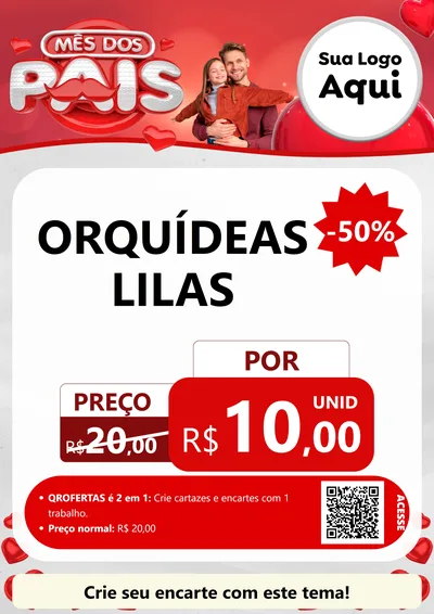 Modelo de Cartaz para Cartaz A4 Vertical com o tema Mês dos Pais para Floricultura e jardim