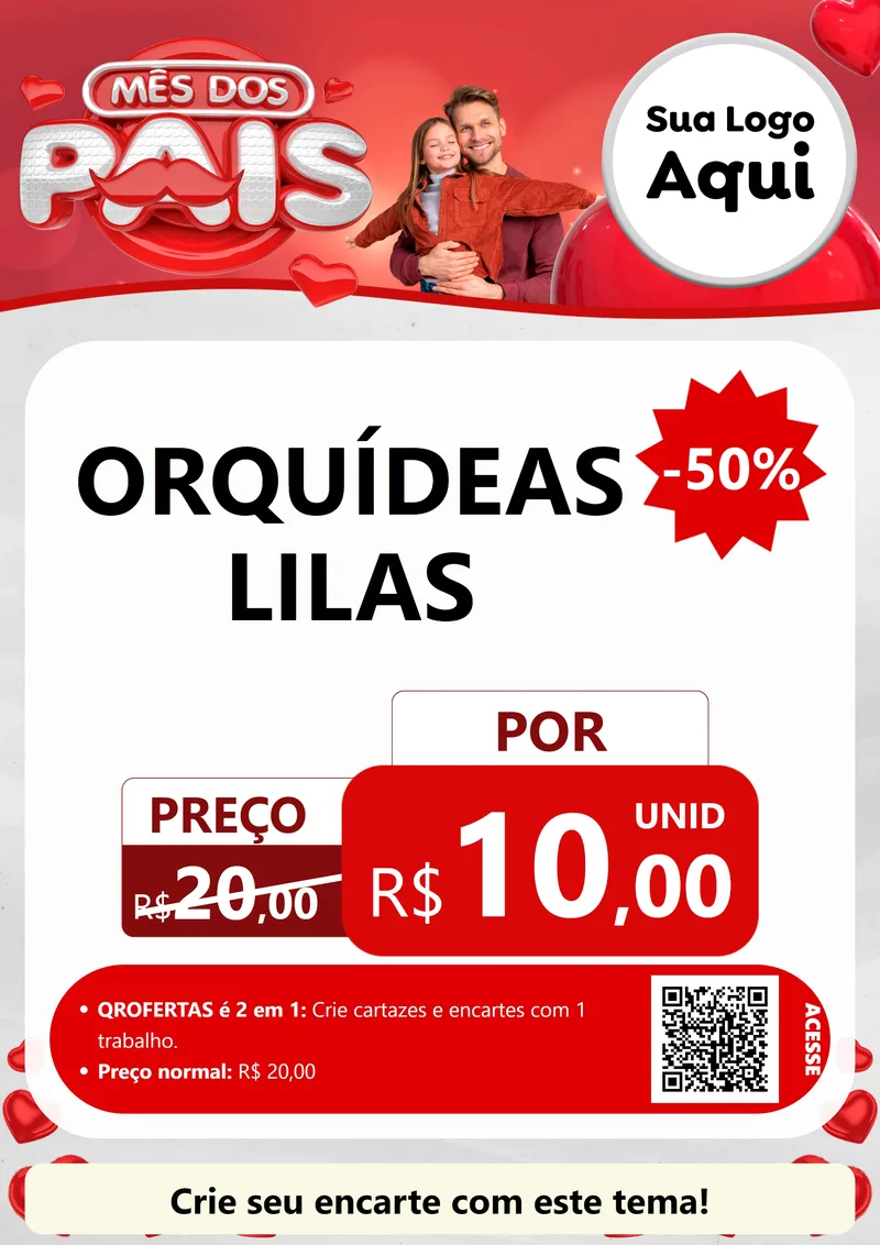 Modelo de Cartaz para Cartaz A4 Vertical com o tema Mês dos Pais para Floricultura e jardim
