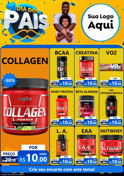 Modelo de Encarte para Encarte A4 Vertical com o tema Dia dos Pais para Suplementos alimentares