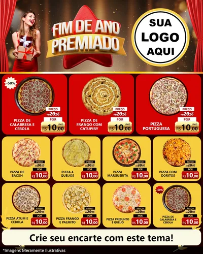 Modelo de Rede Social para Feed Instagram com o tema Fim de Ano Premiado para Pizzaria