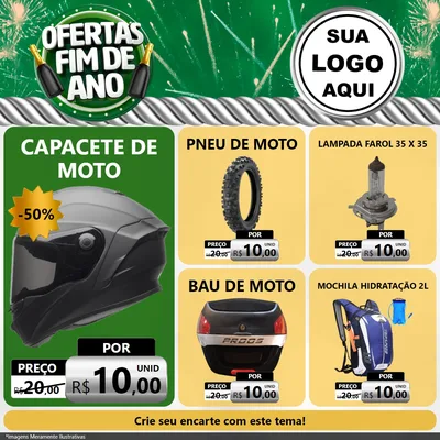 Modelo de Rede Social para Feed Facebook com o tema Ofertas Fim de Ano para Moto peças